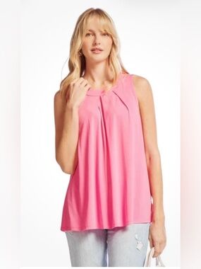 Dear Scarlett Large NWOT Sleeveless Pleat-Detail Pink